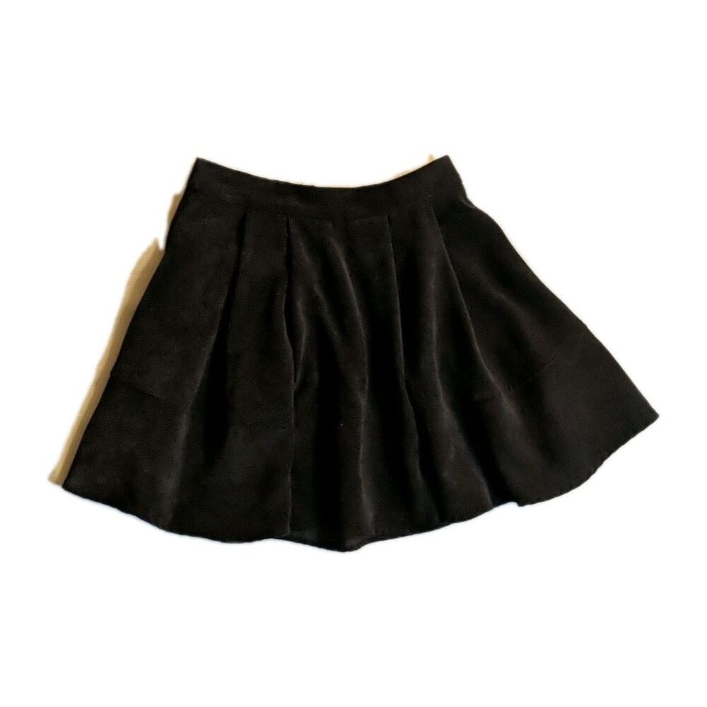 Holiday Soft Corduroy Mini Skirt XS / US 2 Black  Shein Flared Skater